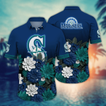 Seattle Mariners Flower 3D Button Hawaii Shirt Gift for Men Dad Father And T Shirt For Fans, Summer Football Shirts