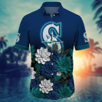 Seattle Mariners Flower 3D Button Hawaii Shirt Gift for Men Dad Father And T Shirt For Fans, Summer Football Shirts