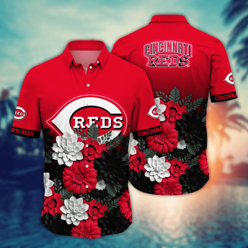 Cincinnati Reds Flower 3D Button Hawaii Shirt Gift for Men Dad Father And T Shirt For Fans, Summer Football Shirts
