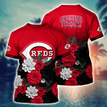 Cincinnati Reds Flower 3D Button Hawaii Shirt Gift for Men Dad Father And T Shirt For Fans, Summer Football Shirts