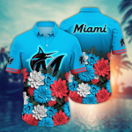 Miami Marlins Flower 3D Button Hawaii Shirt Gift for Men Dad Father And T Shirt For Fans, Summer Football Shirts