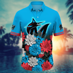 Miami Marlins Flower 3D Button Hawaii Shirt Gift for Men Dad Father And T Shirt For Fans, Summer Football Shirts