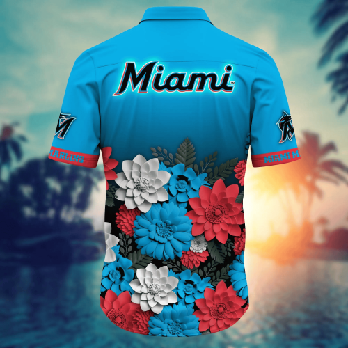 Miami Marlins Flower 3D Button Hawaii Shirt Gift for Men Dad Father And T Shirt For Fans, Summer Football Shirts