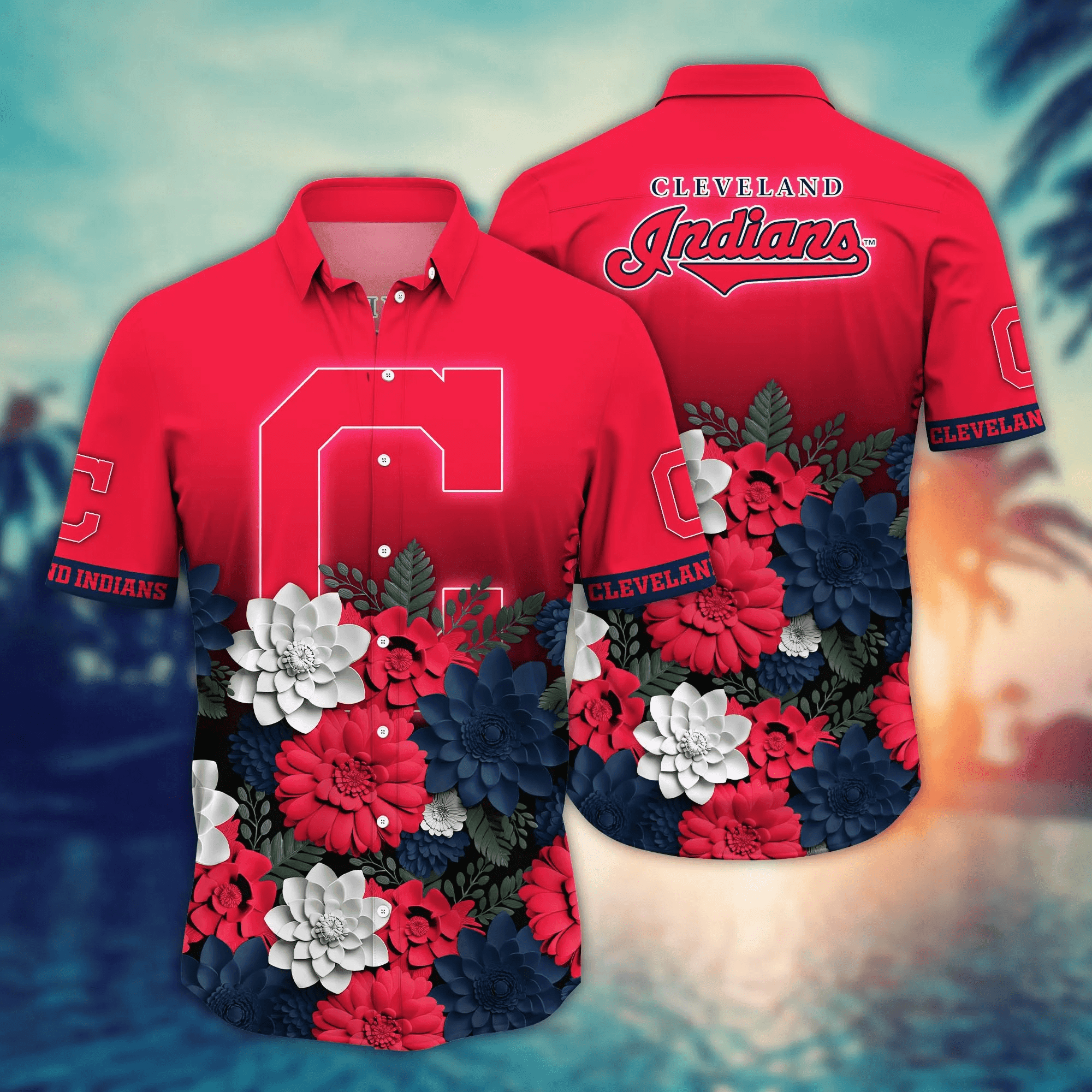 Cleveland Indians Flower 3D Button Hawaii Shirt Gift for Men Dad Father And T Shirt For Fans, Summer Football Shirts Cleveland Indians Flower 3D Button Hawaii Shirt Gift for Men Dad Father And T Shirt For Fans, Summer Football Shirts