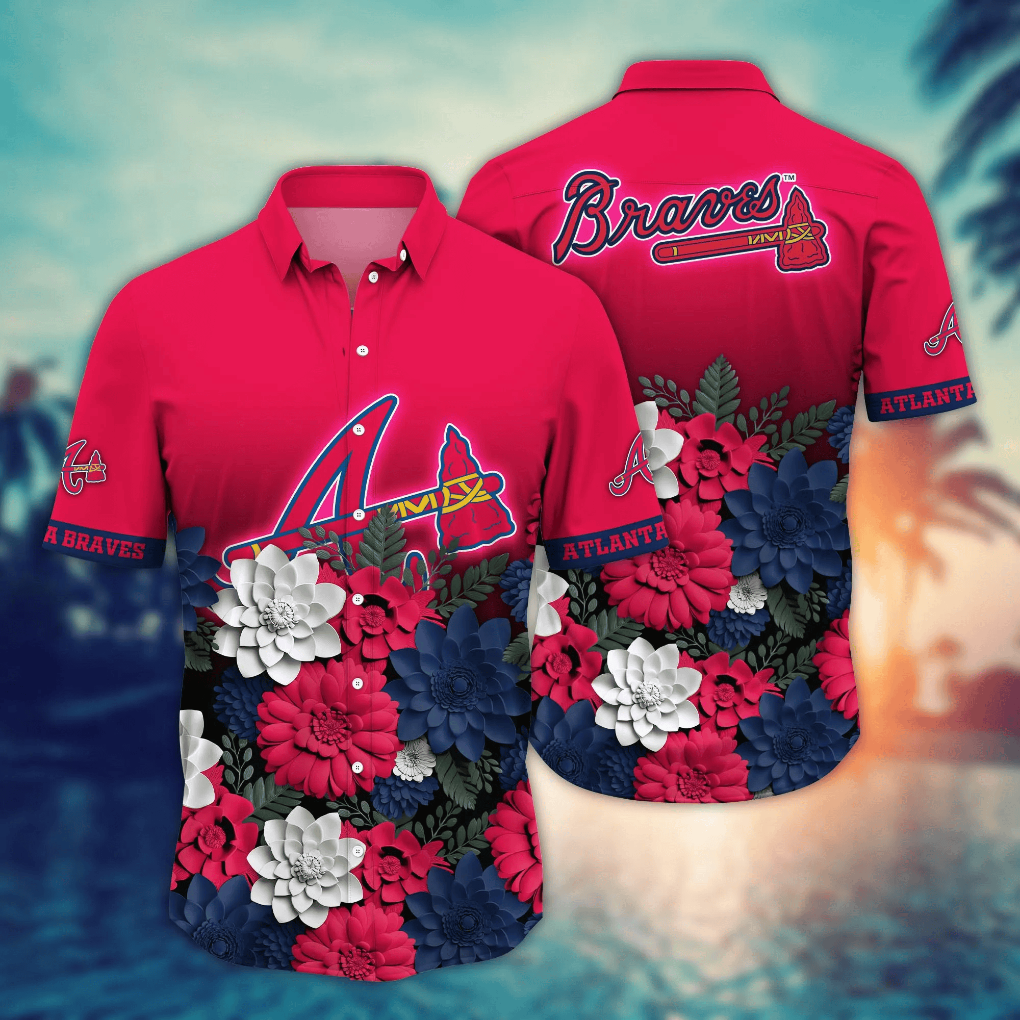 Atlanta Braves Flower 3D Button Hawaii Shirt Gift for Men Dad Father And T Shirt For Fans, Summer Football Shirts Atlanta Braves Flower 3D Button Hawaii Shirt Gift for Men Dad Father And T Shirt For Fans, Summer Football Shirts