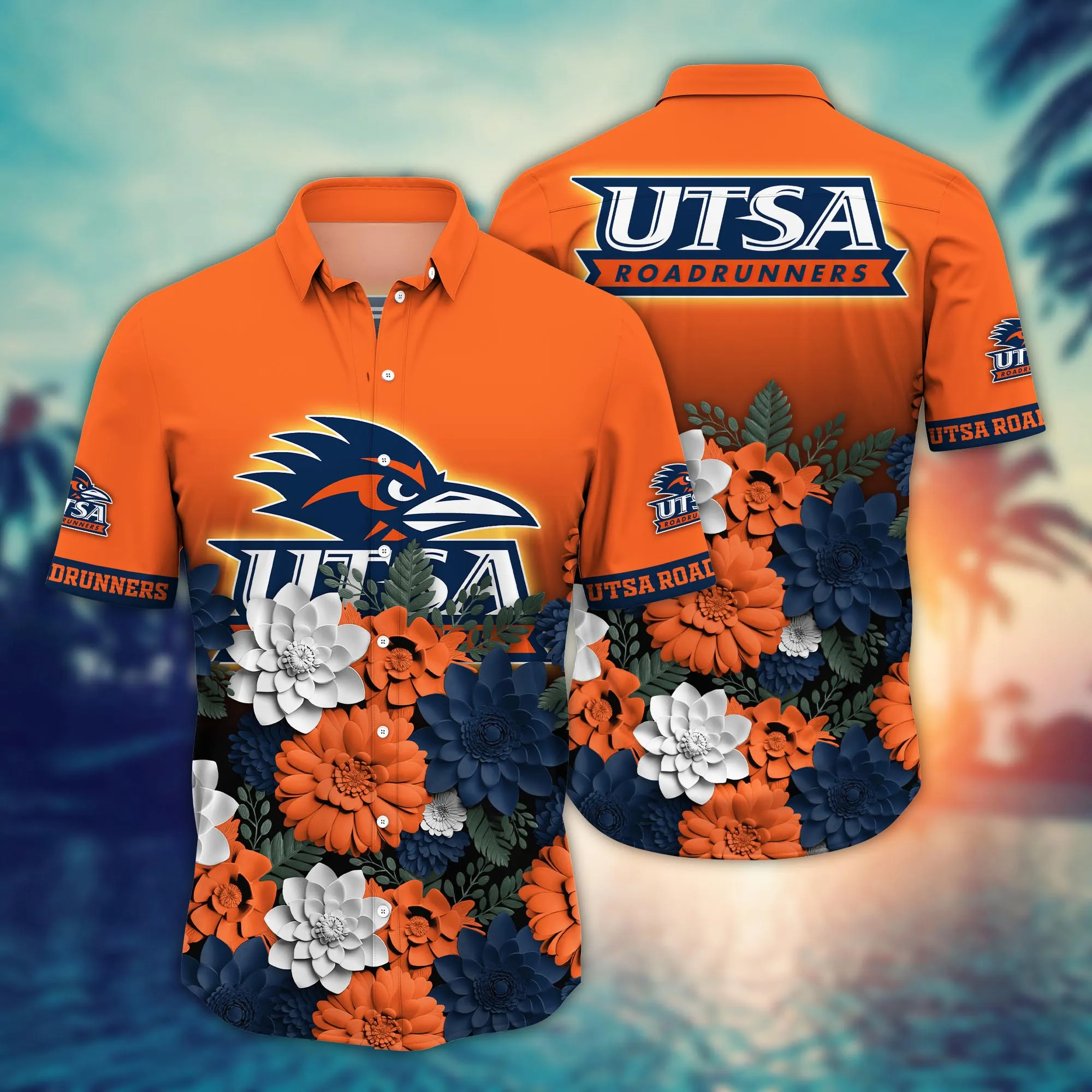 UTSA Roadrunners Flower 3D Button Hawaii Shirt Gift for Men Dad Father And T Shirt For Fans, Summer Football Shirts UTSA Roadrunners Flower 3D Button Hawaii Shirt Gift for Men Dad Father And T Shirt For Fans, Summer Football Shirts