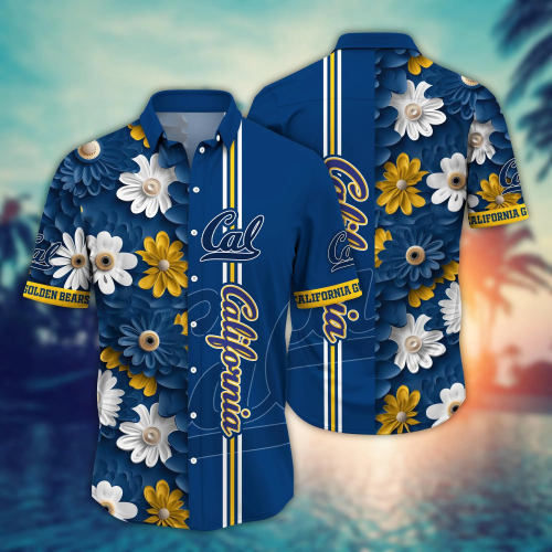 California Golden Bears Flower 3D Button Hawaii Shirt Gift for Men Dad Father And T Shirt For Fans, Summer Football Shirts NA49574