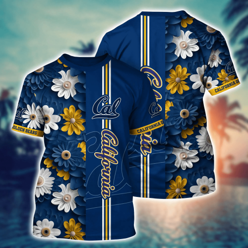 California Golden Bears Flower 3D Button Hawaii Shirt Gift for Men Dad Father And T Shirt For Fans, Summer Football Shirts NA49574