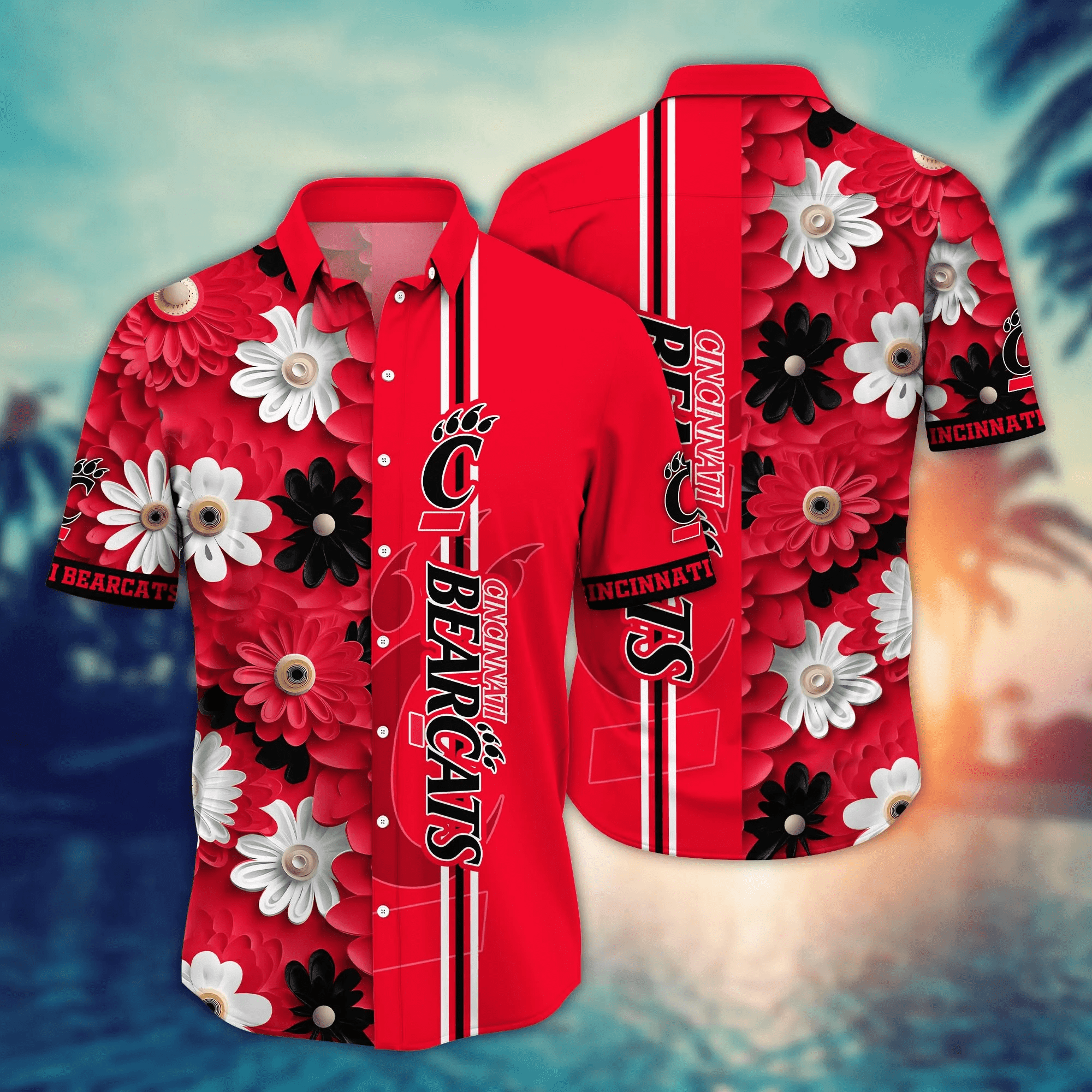 Cincinnati Bearcats Flower 3D Button Hawaii Shirt Gift for Men Dad Father And T Shirt For Fans, Summer Football Shirts NA49574 Cincinnati Bearcats Flower 3D Button Hawaii Shirt Gift for Men Dad Father And T Shirt For Fans, Summer Football Shirts NA49574