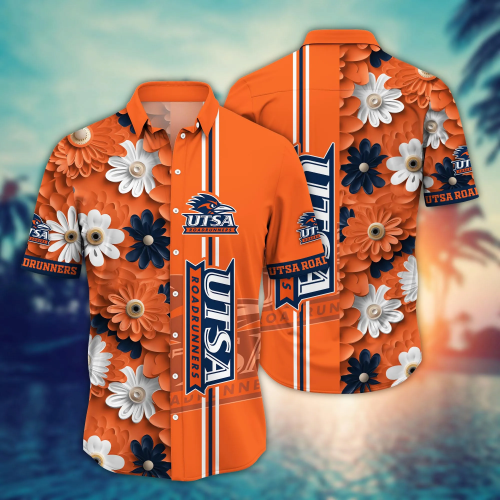 UTSA Roadrunners Flower 3D Button Hawaii Shirt Gift for Men Dad Father And T Shirt For Fans, Summer Football Shirts NA49574