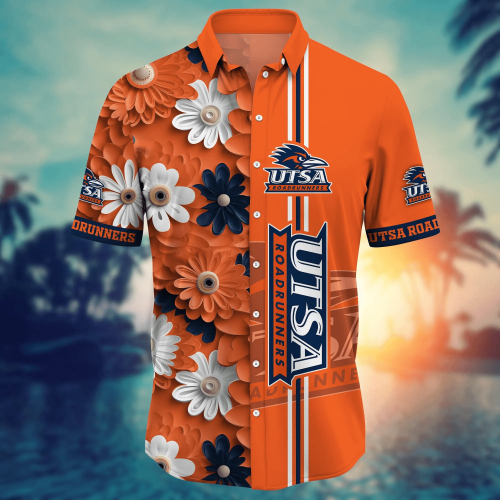 UTSA Roadrunners Flower 3D Button Hawaii Shirt Gift for Men Dad Father And T Shirt For Fans, Summer Football Shirts NA49574