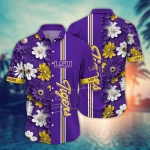 LSU TIGERS Flower 3D Button Hawaii Shirt Gift for Men Dad Father And T Shirt For Fans, Summer Football Shirts NA49574