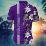 TCU Horned Frogs Flower 3D Button Hawaii Shirt Gift for Men Dad Father And T Shirt For Fans, Summer Football Shirts NA49574