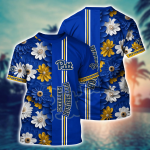 Pittsburgh Panthers Flower 3D Button Hawaii Shirt Gift for Men Dad Father And T Shirt For Fans, Summer Football Shirts NA49574