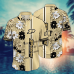 Purdue Boilermakers Flower 3D Button Hawaii Shirt Gift for Men Dad Father And T Shirt For Fans, Summer Football Shirts NA49574