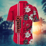Rutgers Scarlet Knights Flower 3D Button Hawaii Shirt Gift for Men Dad Father And T Shirt For Fans, Summer Football Shirts NA49574