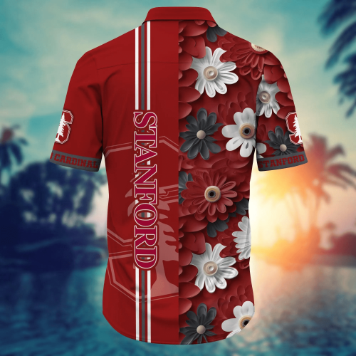 Stanford Cardinal Flower 3D Button Hawaii Shirt Gift for Men Dad Father And T Shirt For Fans, Summer Football Shirts NA49574