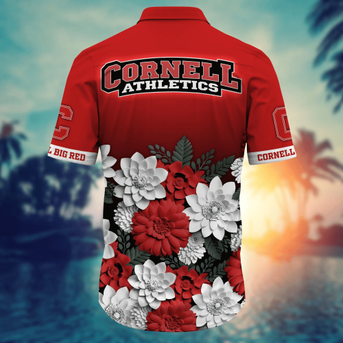 Cornell Big Red Flower 3D Button Hawaii Shirt Gift for Men Dad Father And T Shirt For Fans, Summer Football Shirts