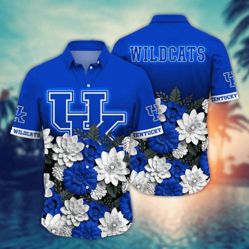 Kentucky Wildcats Flower 3D Button Hawaii Shirt Gift for Men Dad Father And T Shirt For Fans, Summer Football Shirts