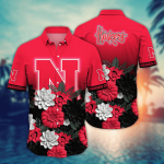 Nebraska Cornhuskers Flower 3D Button Hawaii Shirt Gift for Men Dad Father And T Shirt For Fans, Summer Football Shirts