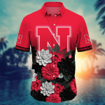 Nebraska Cornhuskers Flower 3D Button Hawaii Shirt Gift for Men Dad Father And T Shirt For Fans, Summer Football Shirts