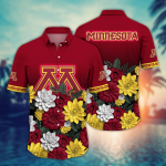 Minnesota Golden Gophers Flower 3D Button Hawaii Shirt Gift for Men Dad Father And T Shirt For Fans, Summer Football Shirts