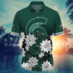 Michigan State Spartans Flower 3D Button Hawaii Shirt Gift for Men Dad Father And T Shirt For Fans, Summer Football Shirts