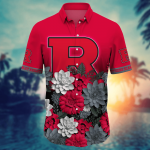 Rutgers Scarlet Knights Flower 3D Button Hawaii Shirt Gift for Men Dad Father And T Shirt For Fans, Summer Football Shirts