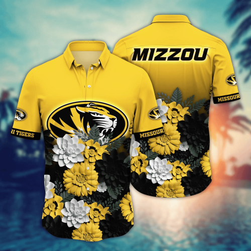 Missouri Tigers Flower 3D Button Hawaii Shirt Gift for Men Dad Father And T Shirt For Fans, Summer Football Shirts