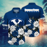 BYU Cougars Flower 3D Button Hawaii Shirt Gift for Men Dad Father And T Shirt For Fans, Summer Football Shirts