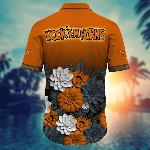 Texas Longhorns Flower 3D Button Hawaii Shirt Gift for Men Dad Father And T Shirt For Fans, Summer Football Shirts