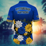 Pittsburgh Panthers Flower 3D Button Hawaii Shirt Gift for Men Dad Father And T Shirt For Fans, Summer Football Shirts