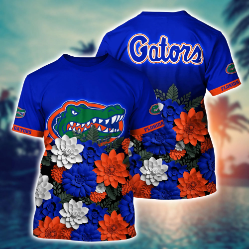 Florida Gators Flower 3D Button Hawaii Shirt Gift for Men Dad Father And T Shirt For Fans, Summer Football Shirts