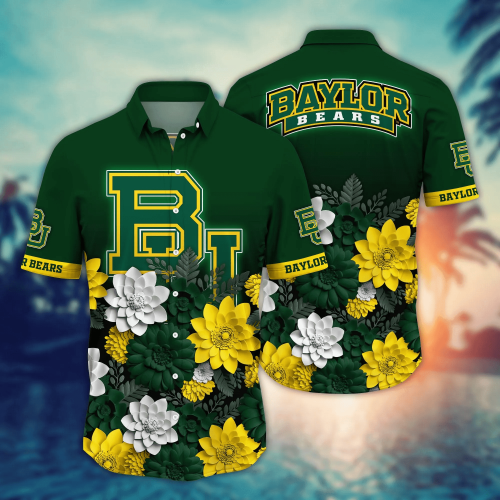 Baylor Bears Flower 3D Button Hawaii Shirt Gift for Men Dad Father And T Shirt For Fans, Summer Football Shirts