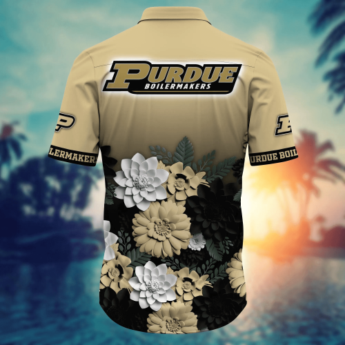Purdue Boilermakers Flower 3D Button Hawaii Shirt Gift for Men Dad Father And T Shirt For Fans, Summer Football Shirts