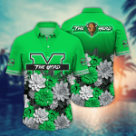Marshall Thundering Herd Flower 3D Button Hawaii Shirt Gift for Men Dad Father And T Shirt For Fans, Summer Football Shirts