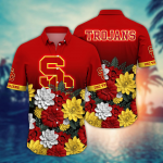 USC Trojans Flower 3D Button Hawaii Shirt Gift for Men Dad Father And T Shirt For Fans, Summer Football Shirts