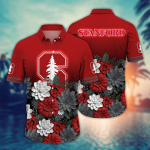 Stanford Cardinal Flower 3D Button Hawaii Shirt Gift for Men Dad Father And T Shirt For Fans, Summer Football Shirts