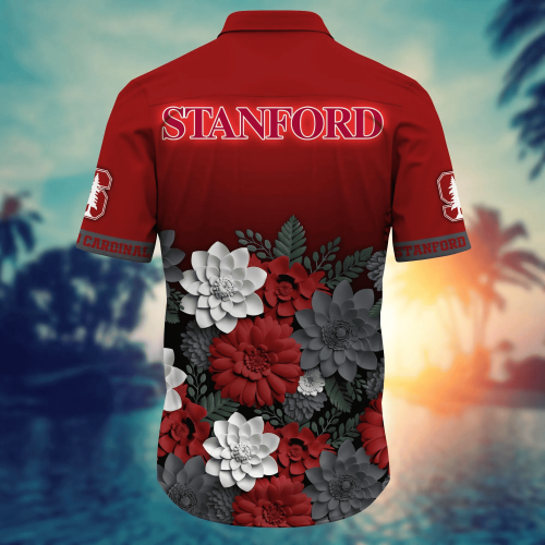 Stanford Cardinal Flower 3D Button Hawaii Shirt Gift for Men Dad Father And T Shirt For Fans, Summer Football Shirts