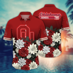 Oklahoma Sooners Flower 3D Button Hawaii Shirt Gift for Men Dad Father And T Shirt For Fans, Summer Football Shirts