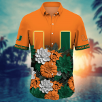 Miami Hurricanes Flower 3D Button Hawaii Shirt Gift for Men Dad Father And T Shirt For Fans, Summer Football Shirts