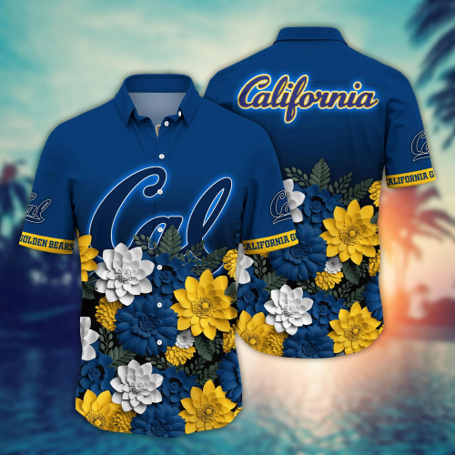 California Golden Bears Flower 3D Button Hawaii Shirt Gift for Men Dad Father And T Shirt For Fans, Summer Football Shirts