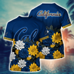 California Golden Bears Flower 3D Button Hawaii Shirt Gift for Men Dad Father And T Shirt For Fans, Summer Football Shirts