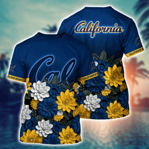 California Golden Bears Flower 3D Button Hawaii Shirt Gift for Men Dad Father And T Shirt For Fans, Summer Football Shirts