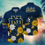 Notre Dame Fighting Irish Flower 3D Button Hawaii Shirt Gift for Men Dad Father And T Shirt For Fans, Summer Football Shirts