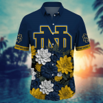 Notre Dame Fighting Irish Flower 3D Button Hawaii Shirt Gift for Men Dad Father And T Shirt For Fans, Summer Football Shirts