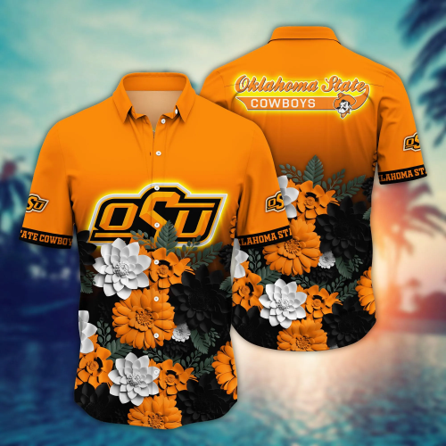 Oklahoma State Cowboys Flower 3D Button Hawaii Shirt Gift for Men Dad Father And T Shirt For Fans, Summer Football Shirts