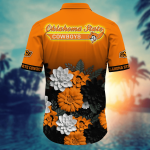 Oklahoma State Cowboys Flower 3D Button Hawaii Shirt Gift for Men Dad Father And T Shirt For Fans, Summer Football Shirts