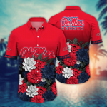Ole Miss Rebels Flower 3D Button Hawaii Shirt Gift for Men Dad Father And T Shirt For Fans, Summer Football Shirts