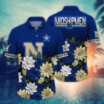 Navy Midshipmen Flower 3D Button Hawaii Shirt Gift for Men Dad Father And T Shirt For Fans, Summer Football Shirts
